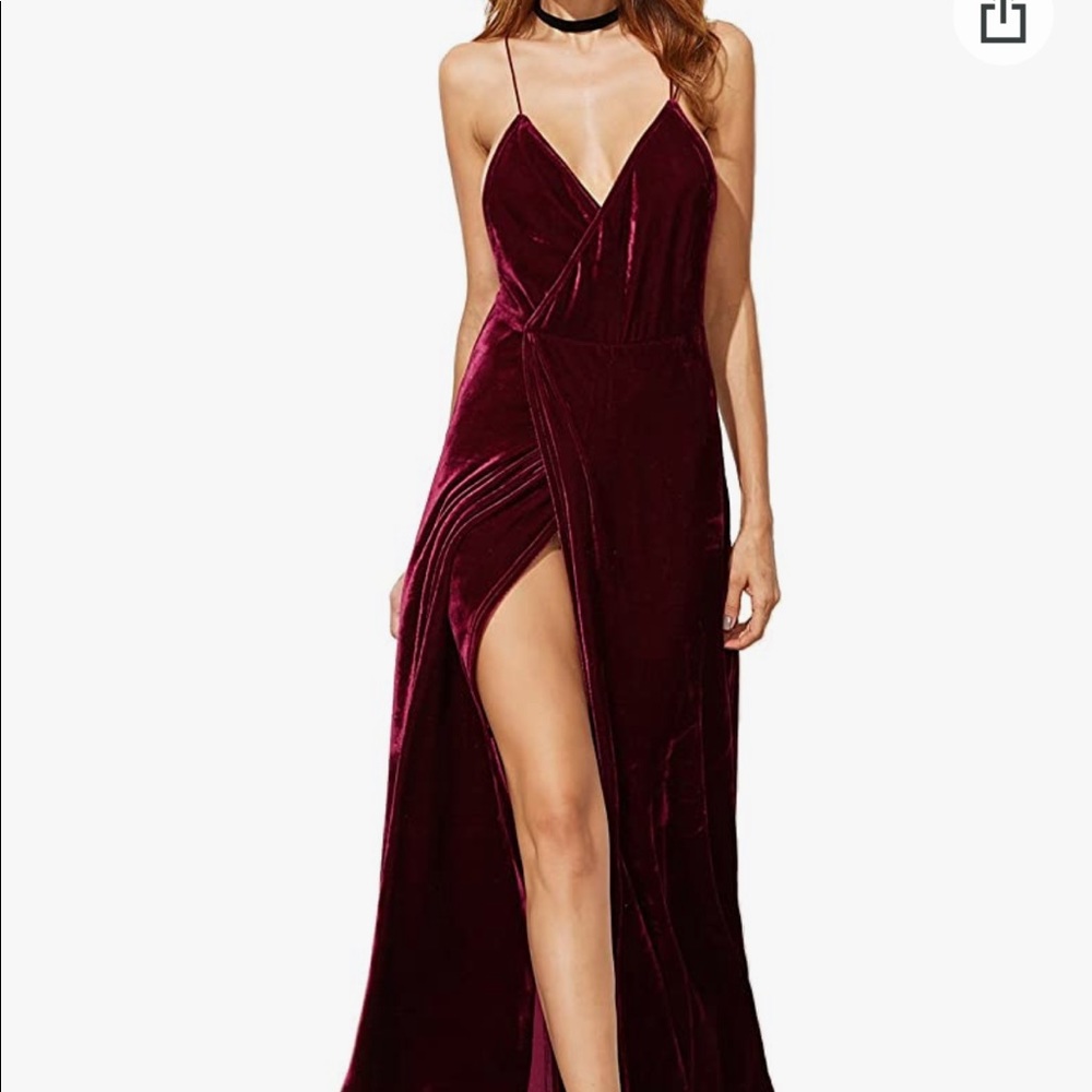 maroon velvet gown NEW